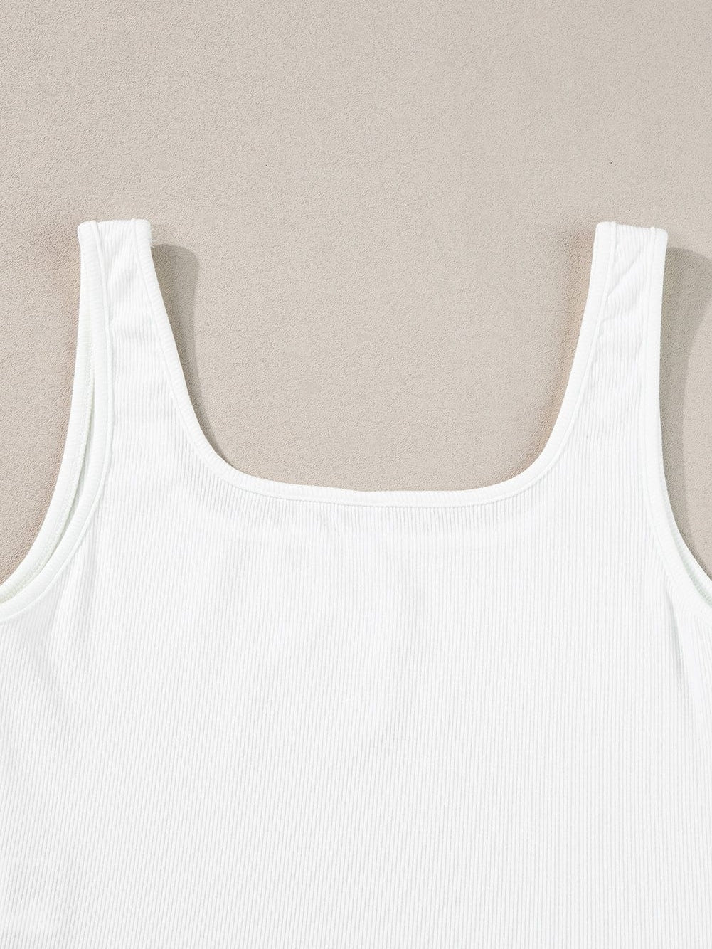 White Ribbed Square Neck Crop Top for Summer Fashion