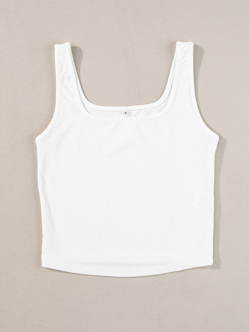 White Ribbed Square Neck Crop Top for Summer Fashion