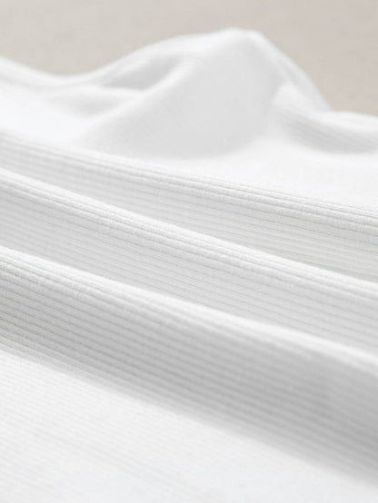 White Ribbed Square Neck Crop Top for Summer Fashion