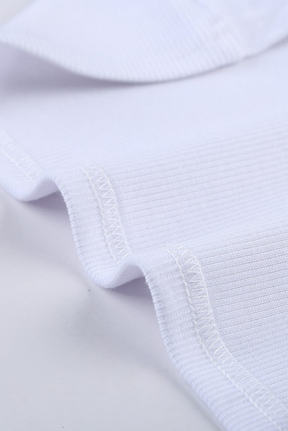 White Ribbed Tank Top with Round Neck