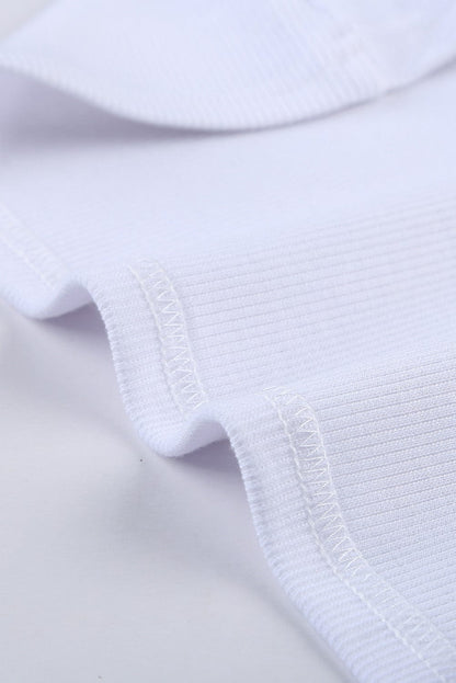 White Ribbed Tank Top with Round Neck
