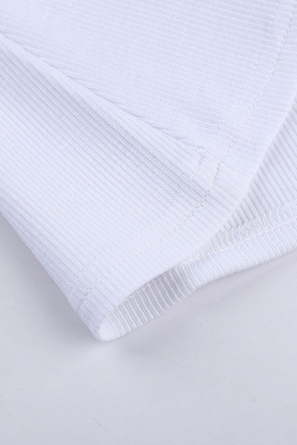 White Ribbed Tank Top with Round Neck