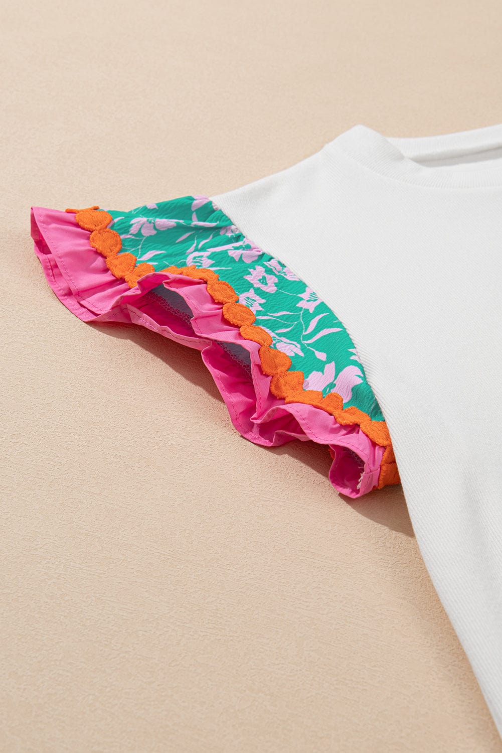 White Ricrac Trim Floral Patchwork Shift Top