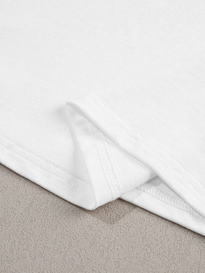 White Ruched Puff Sleeve Round Neck T-Shirt