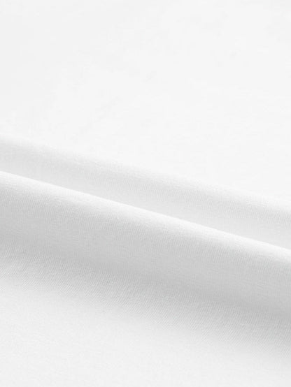 White Ruched Puff Sleeve Round Neck T-Shirt