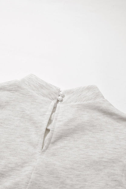 White Ruffle Hem Crew Neck Shift Dress