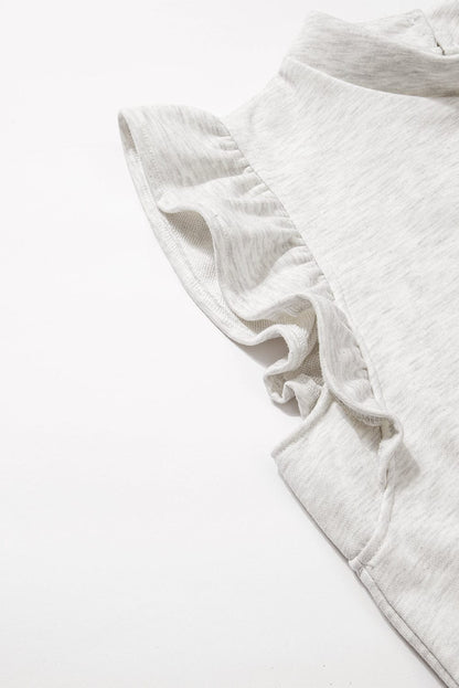 White Ruffle Hem Crew Neck Shift Dress