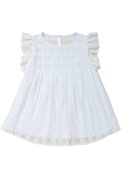 White Ruffle Trim Lace Sleeveless Blouse