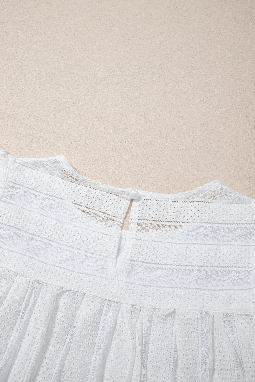 White Ruffle Trim Lace Sleeveless Blouse