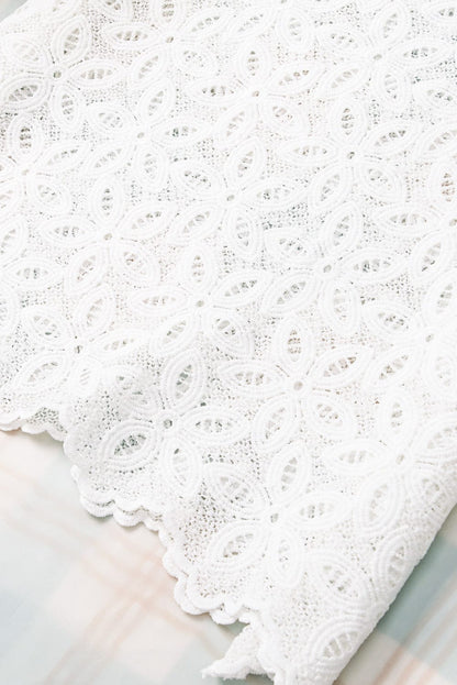 White Sheath Silhouette Lace Embroidered Blouse