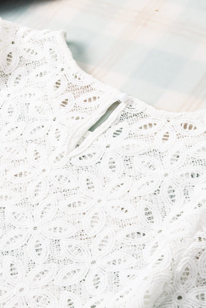 White Sheath Silhouette Lace Embroidered Blouse