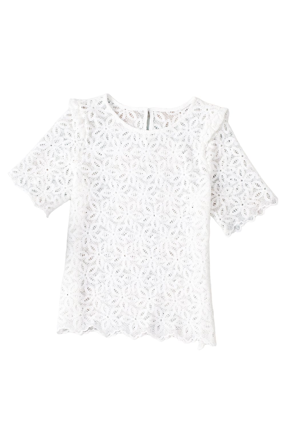 White Sheath Silhouette Lace Embroidered Blouse