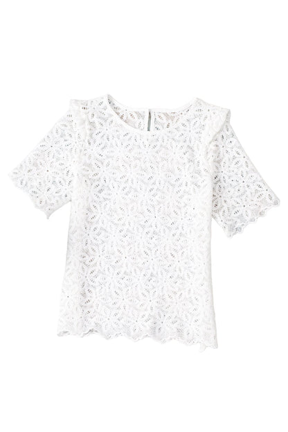White Sheath Silhouette Lace Embroidered Blouse