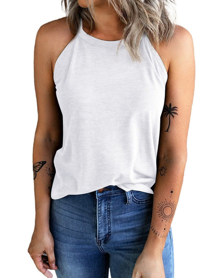 White Sleeveless Sheath Tank Top for Women
