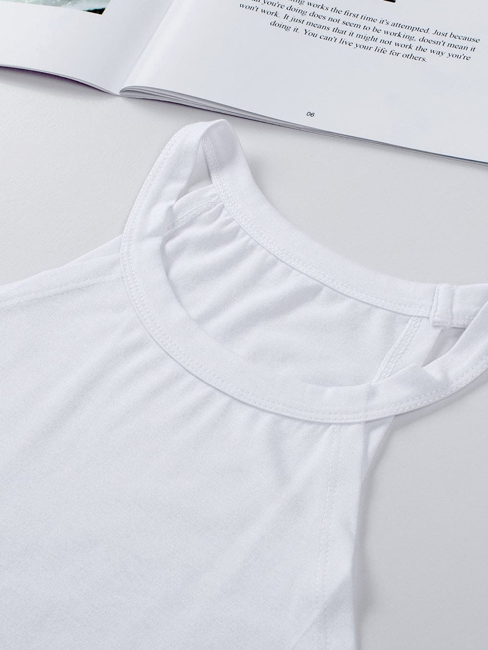 White Sleeveless Sheath Tank Top for Women