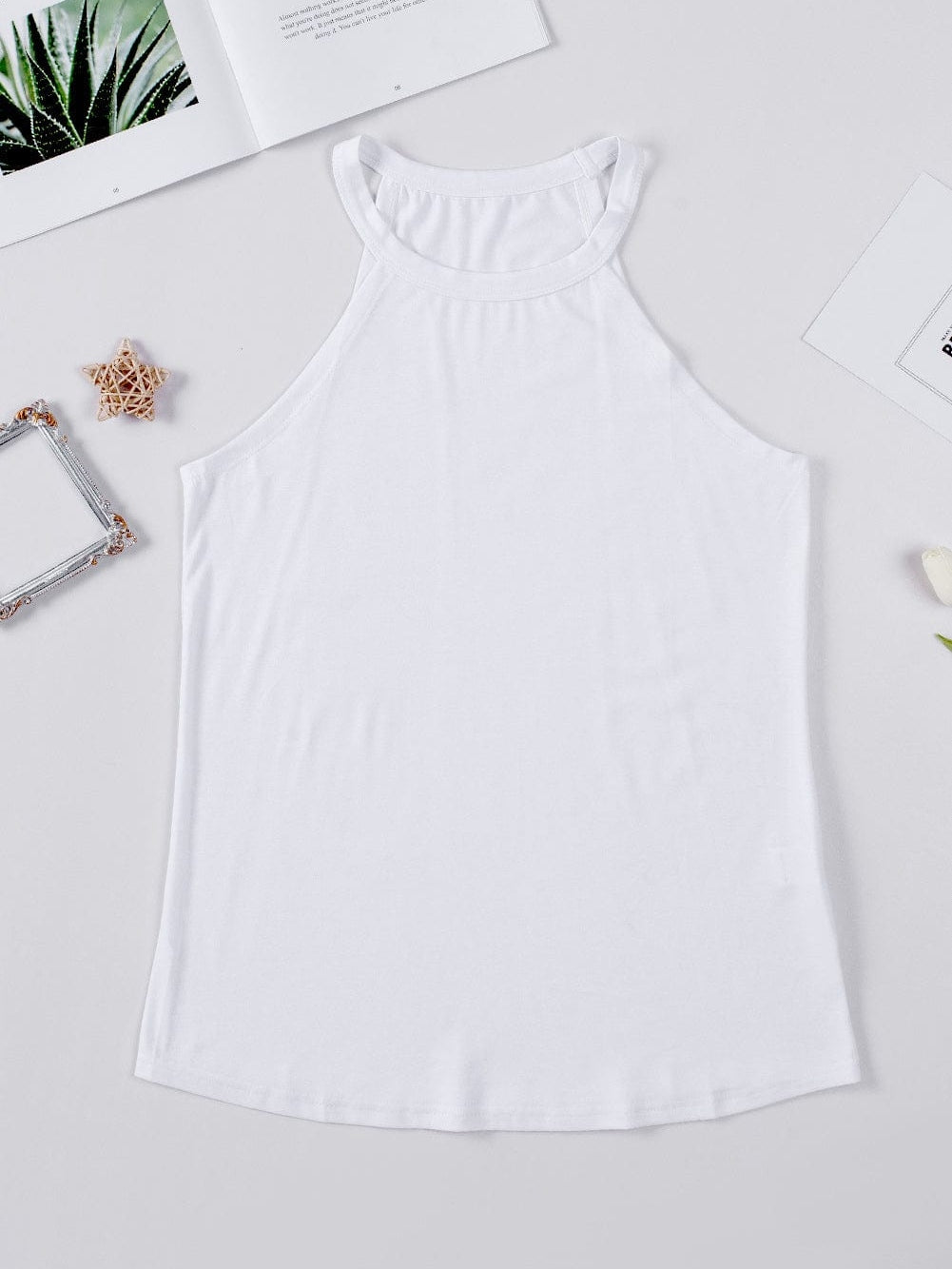 White Sleeveless Sheath Tank Top for Women