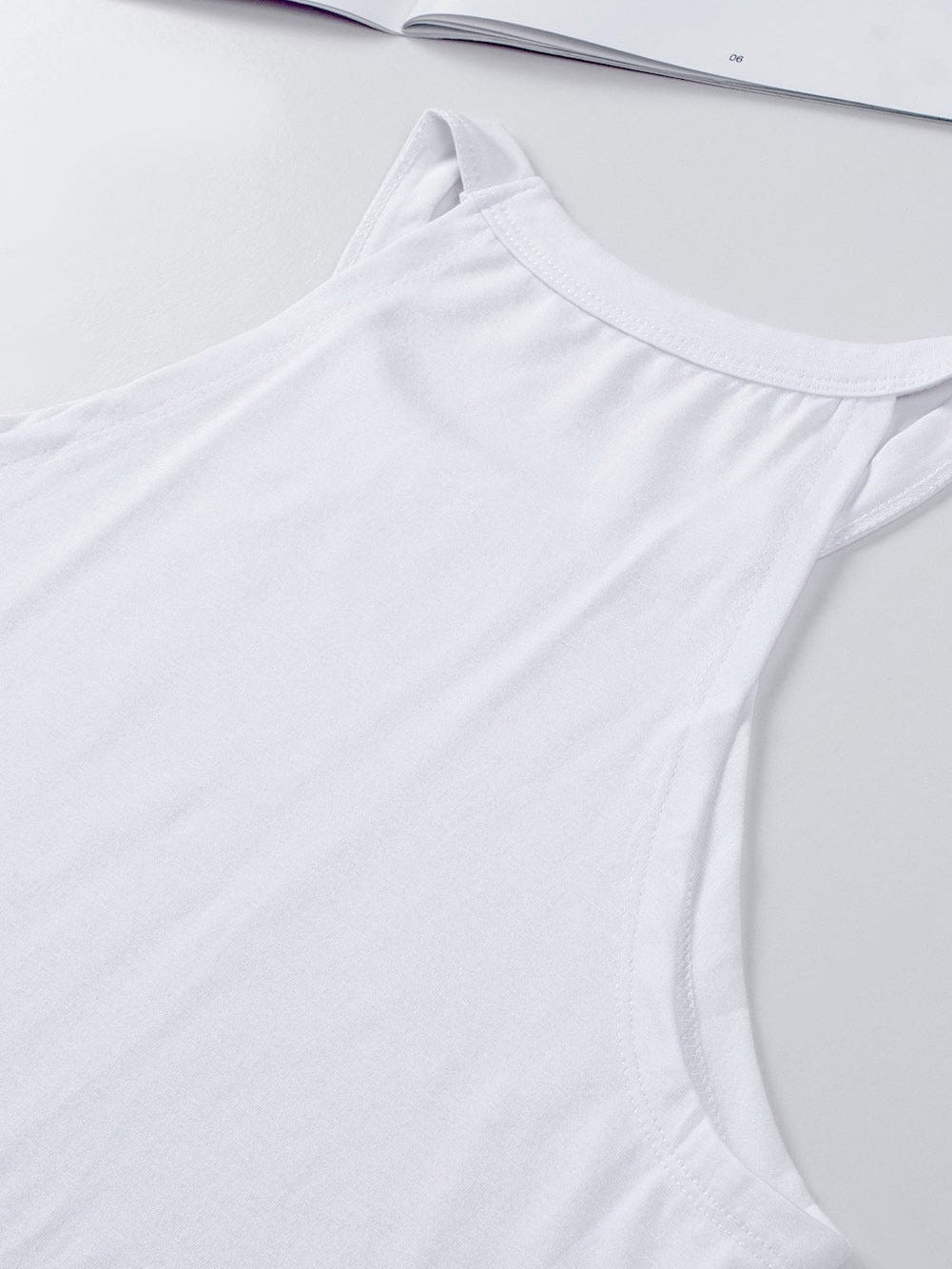 White Sleeveless Sheath Tank Top for Women