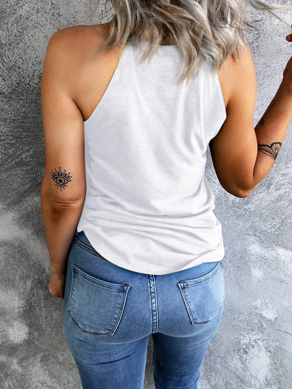 White Sleeveless Sheath Tank Top for Women