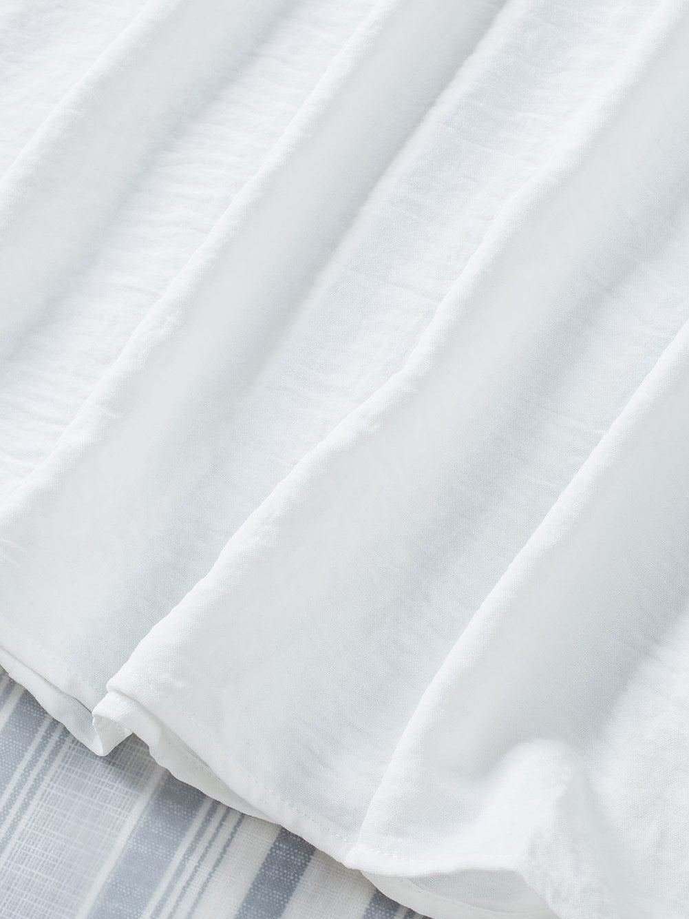 White Smocked Cuffed Shift Blouse