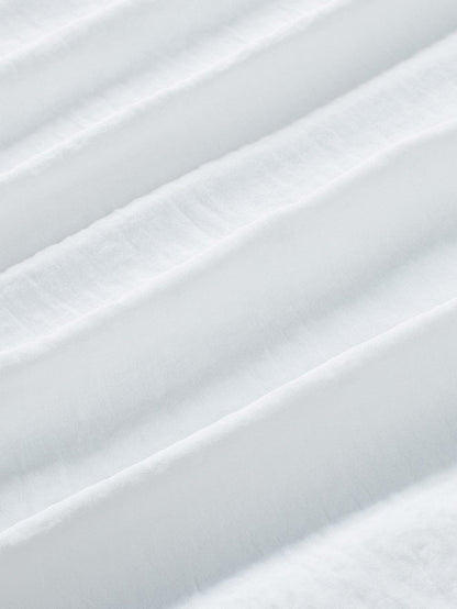 White Smocked Cuffed Shift Blouse