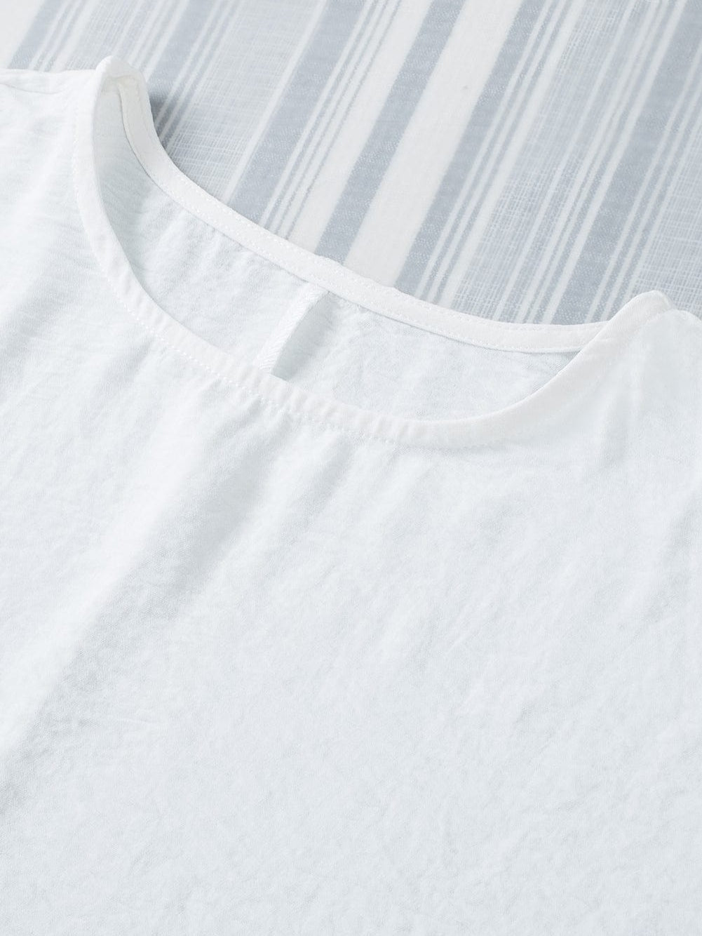 White Smocked Cuffed Shift Blouse