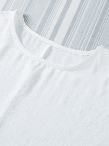 White Smocked Cuffed Shift Blouse