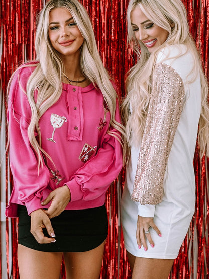 White Sparkle Bubble Sleeve Tiered Shift Dress