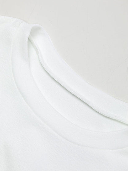 White Sparkle Bubble Sleeve Tiered Shift Dress