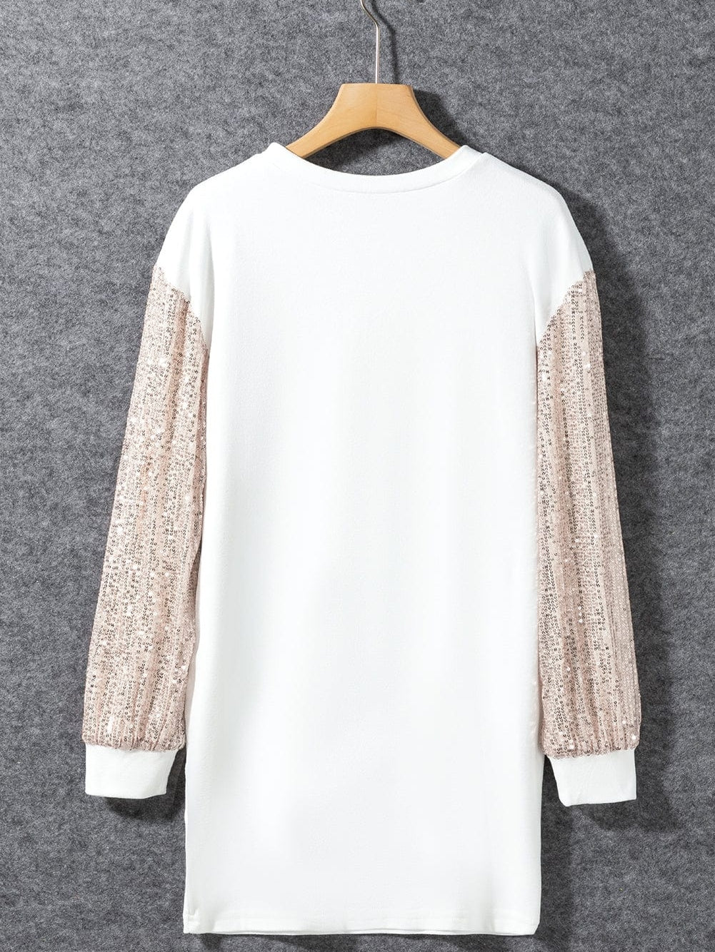 White Sparkle Bubble Sleeve Tiered Shift Dress