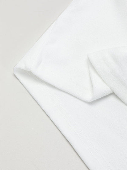 White Sparkle Bubble Sleeve Tiered Shift Dress