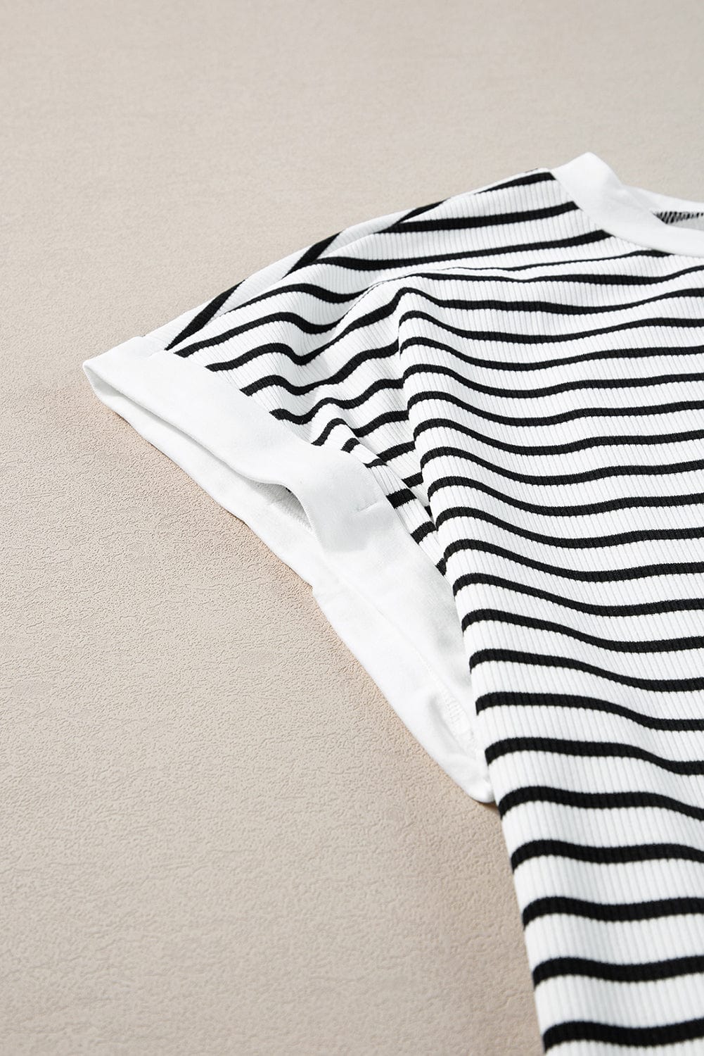 White Striped Casual Tee and Shorts Combo