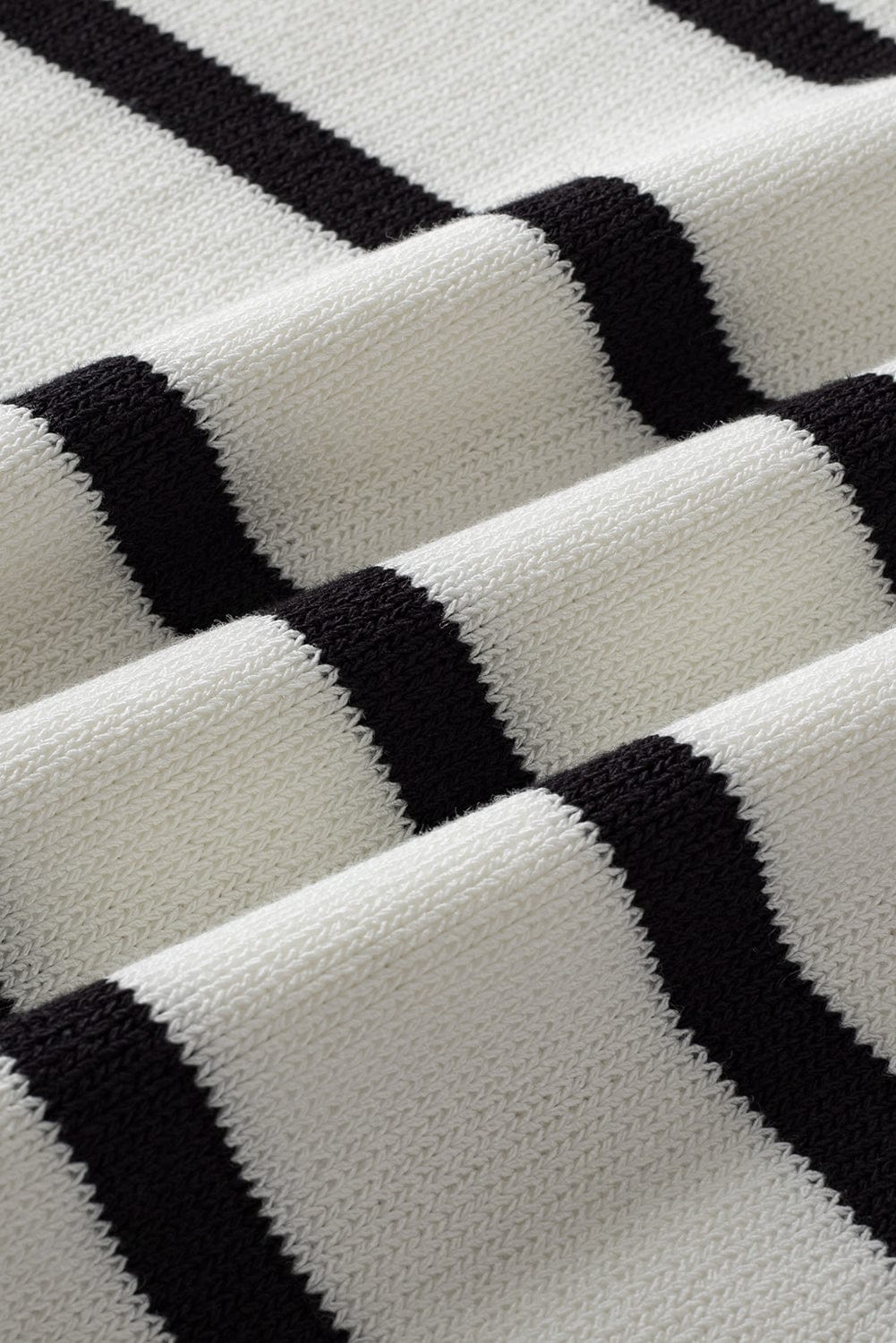 White Striped Knit Tee with Half Sleeves