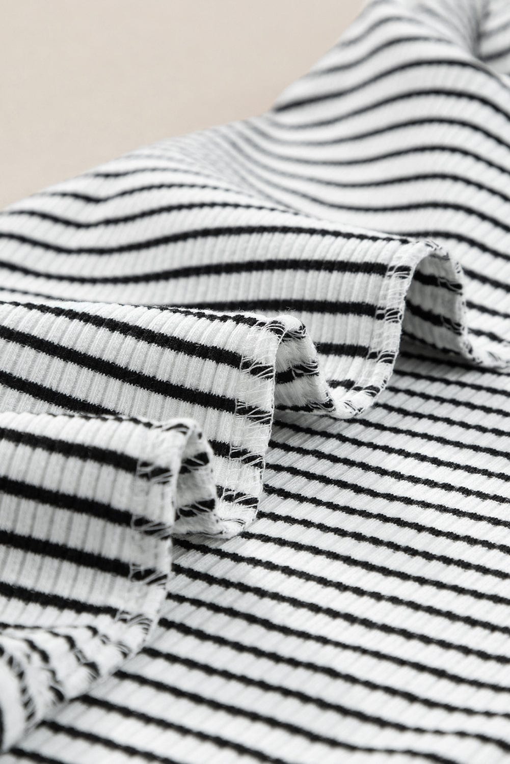 White Striped Print Ribbed Knit Sleeveless Tank Top