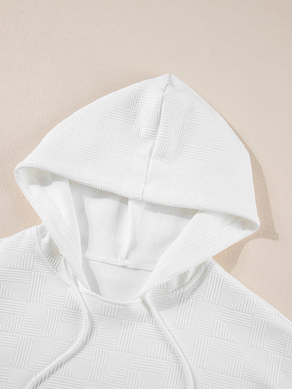 White Textured Hoodie and Shorts Coord Set