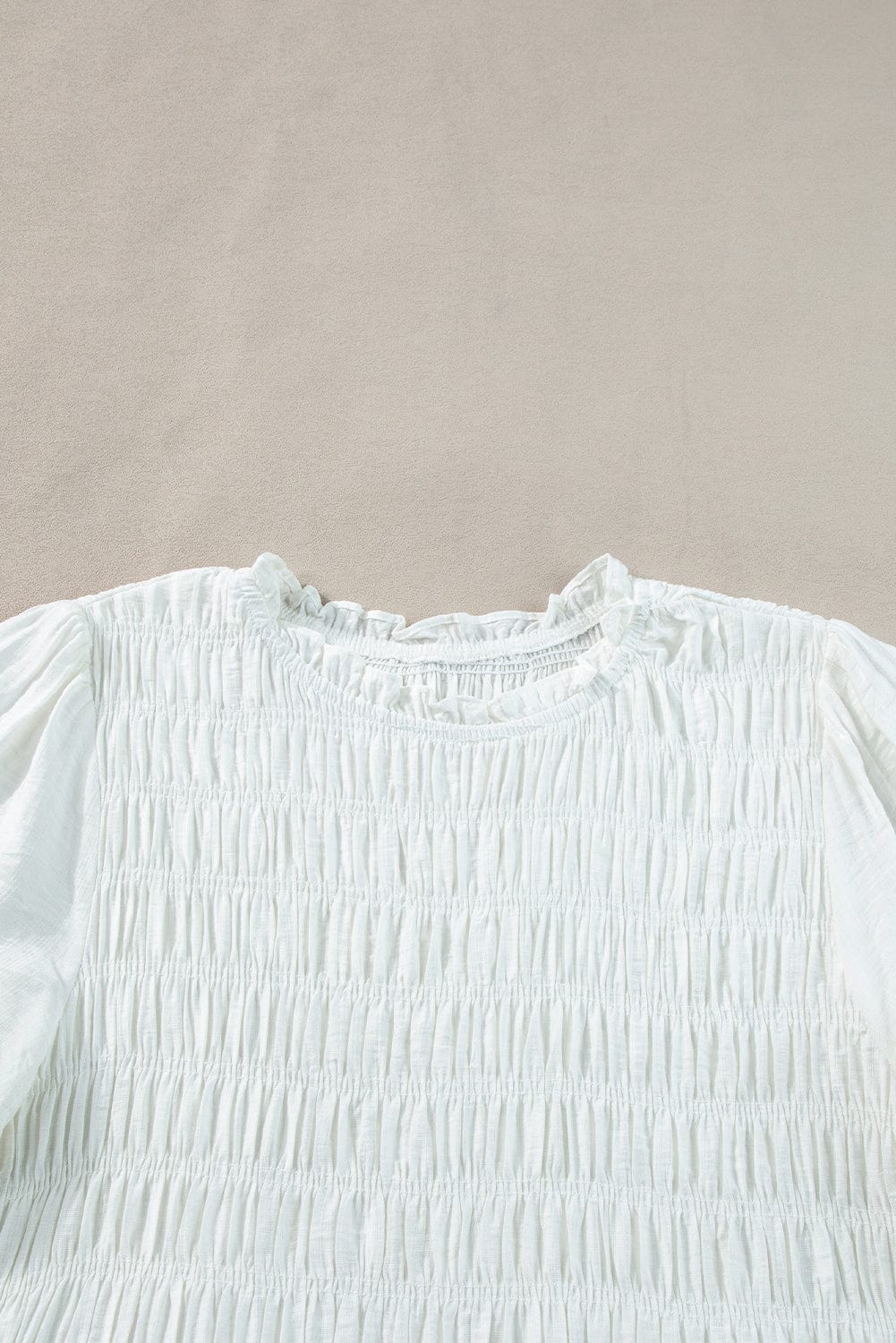 White Tie Ruffle Mini Dress with Puff Sleeves