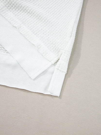 White Waffle Knit Sleeveless Flowy Tank Top