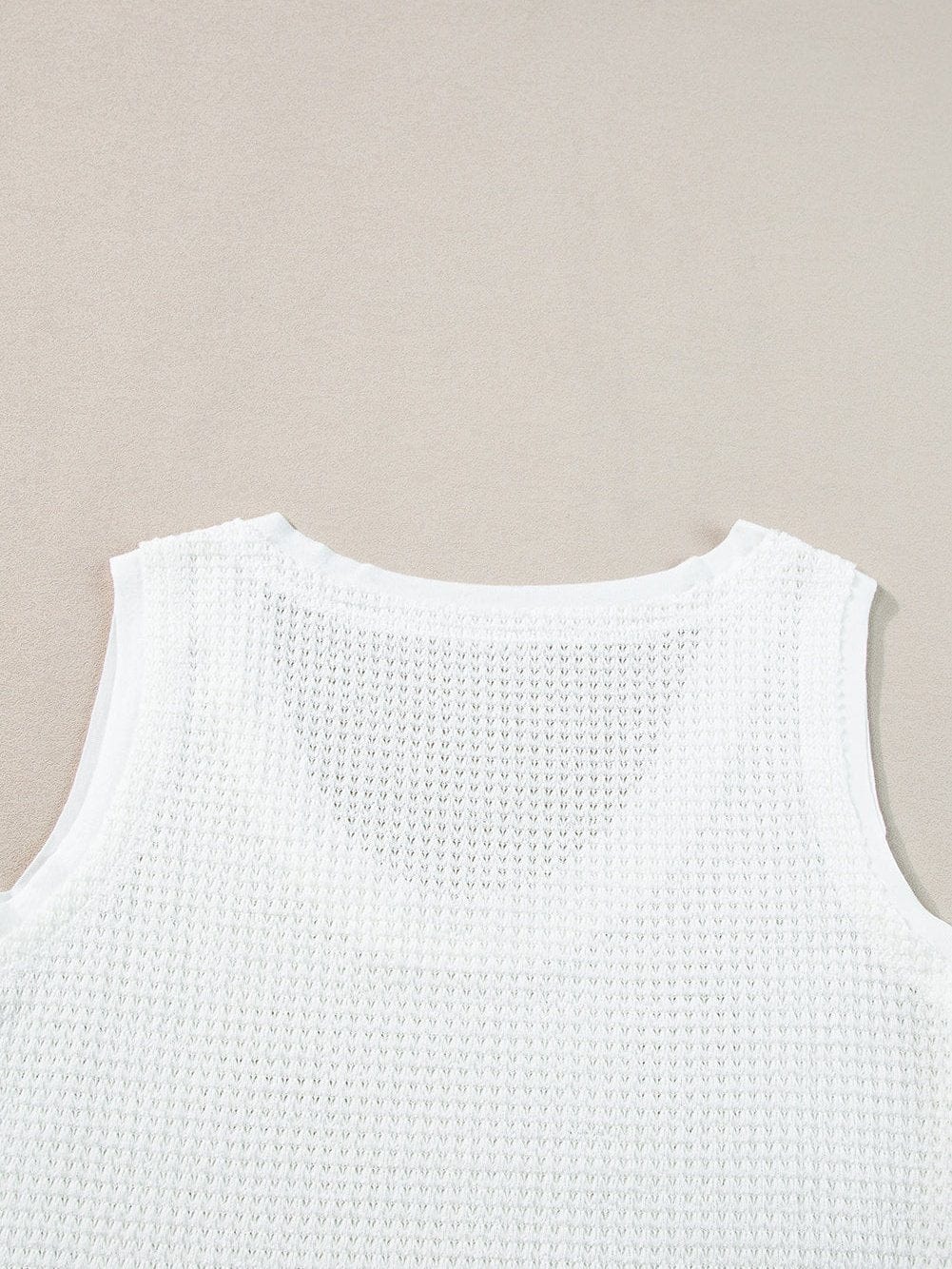 White Waffle Knit Sleeveless Flowy Tank Top