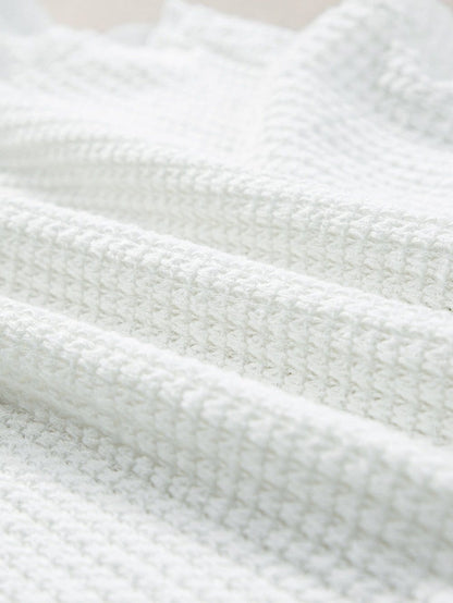 White Waffle Knit Sleeveless Flowy Tank Top