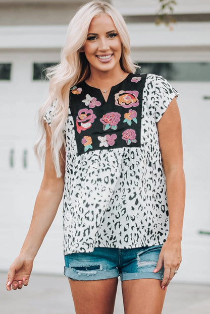 Wild Blossom V-Neck Shift Blouse