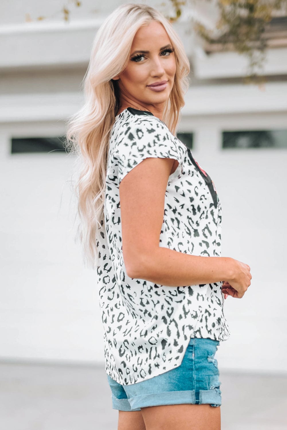 Wild Blossom V-Neck Shift Blouse