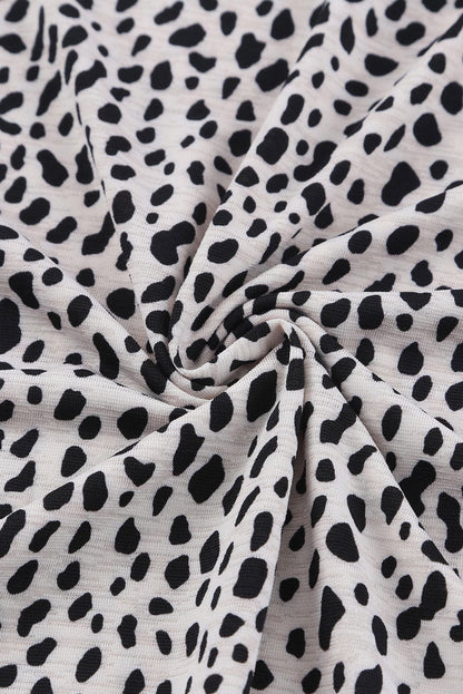 Wild Cheetah Pattern Round Neck Tee with Short Sleeves