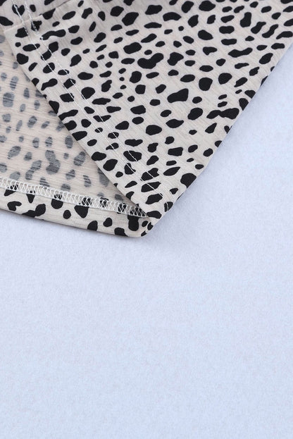 Wild Cheetah Pattern Round Neck Tee with Short Sleeves