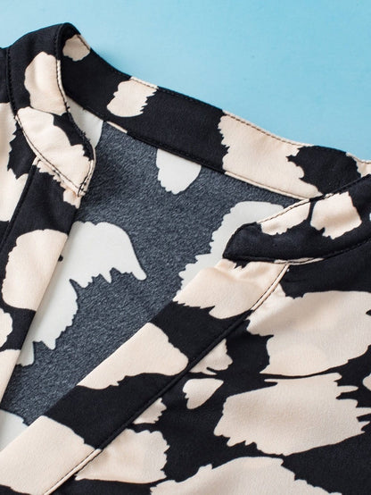 Wild Leopard Flutter Blouse with Split Neck