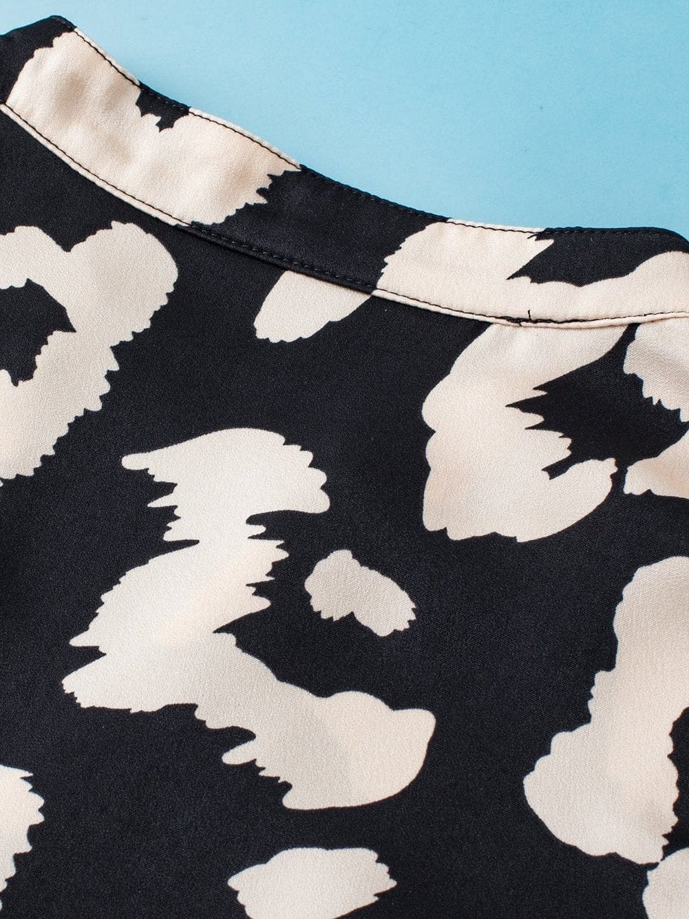 Wild Leopard Flutter Blouse with Split Neck