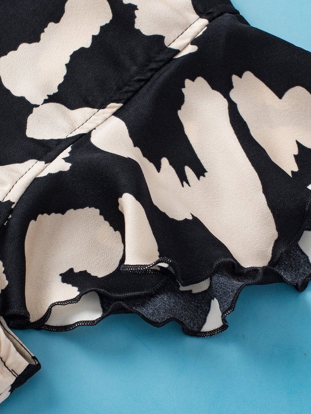 Wild Leopard Flutter Blouse with Split Neck