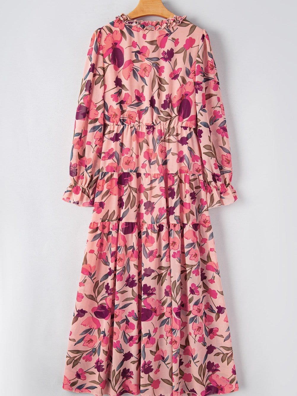 Wild Orchid V-Neck Ruffle Maxi Dress
