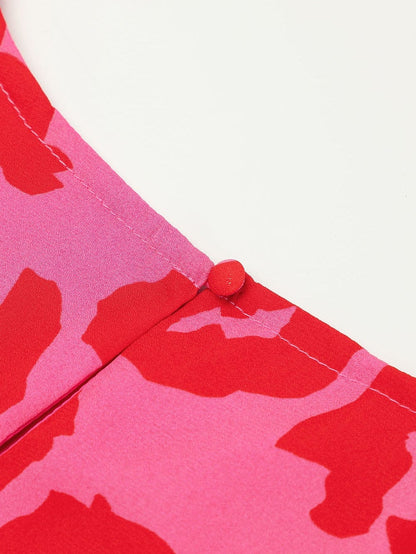 Wild Rose Leopard Print Flounce Sleeve Ruffle Mini Dress