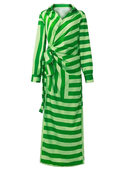 Women's Dress - Shirt Dress Bodycon Wrap Dress Maxi long Dress Outdoor Daily Polyester Fashion Boho Shirt Collar Ruched Split Long Sleeve Summer Fall Spring 2023 Regular Fit Purple Orange Green
