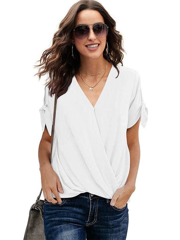 Women's Blouses Loose Solid Belted Long Sleeve Blouse