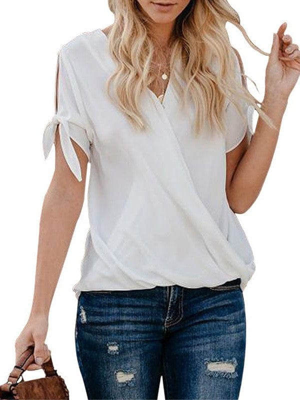 Women's Blouses Loose Solid Belted Long Sleeve Blouse